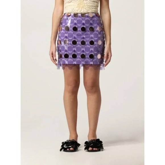 PACO RABANNE Sequin Mini Skirt in Lila 36 3 4 New Rero Disco Beaded - Picture 10 of 16